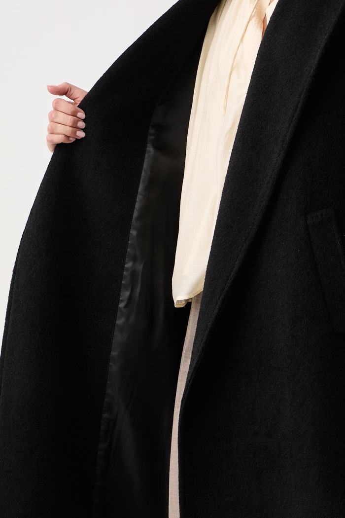 Odzież Weekend Max Mara Płaszcz damski z wełną WKDTEMPERA 2625016072600 czarny