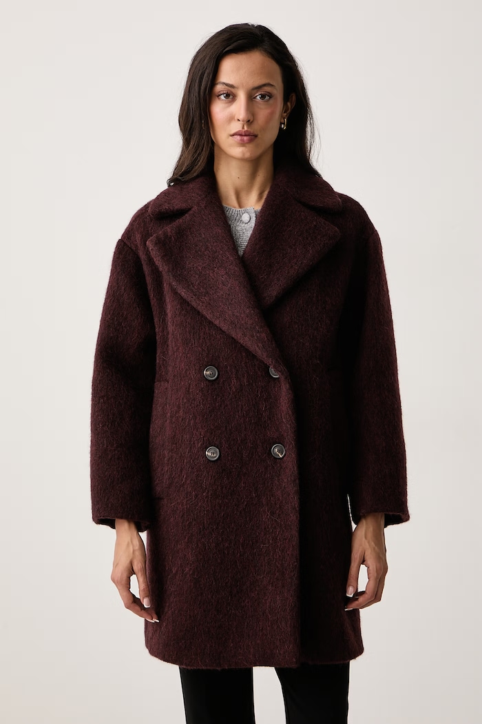 Weekend Max Mara Płaszcz damski z wełną WKDACCENTO bordowy 2625016062600
