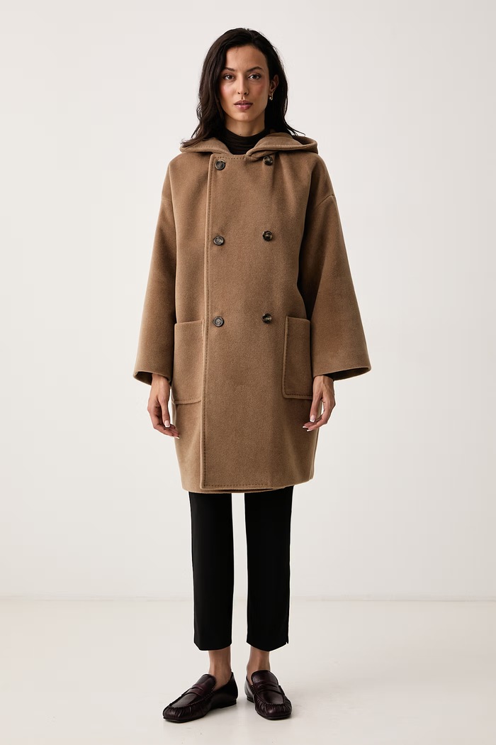 Weekend Max Mara Płaszcz damski z wełną WKDTROPICO brązowy 2625016052600
