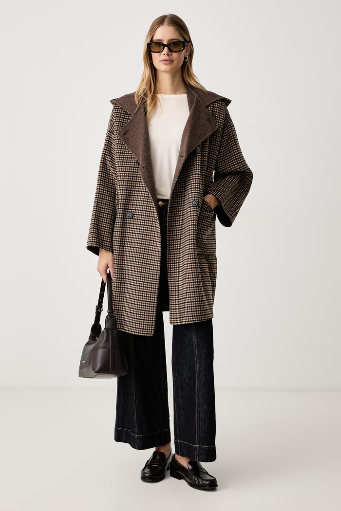 Weekend Max Mara Płaszcz dwustronny damski wełniany WKDBALTA 2625016022600 brązowy AW26