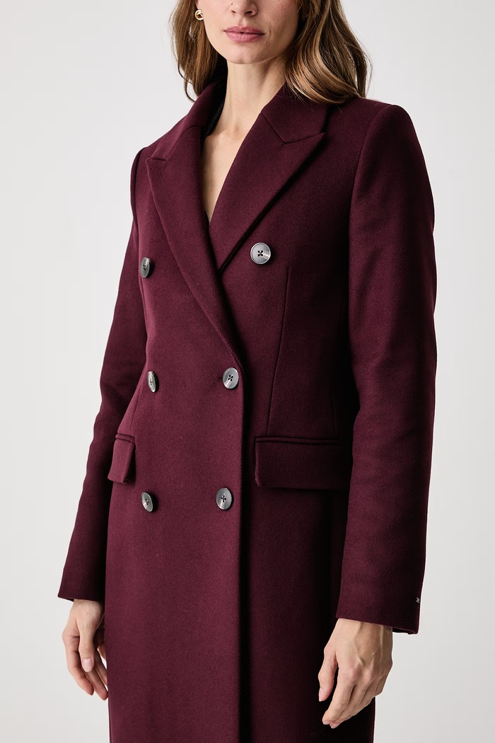Cappotto elegante da donna con lana Tommy Hilfiger WW0WW51525 granata