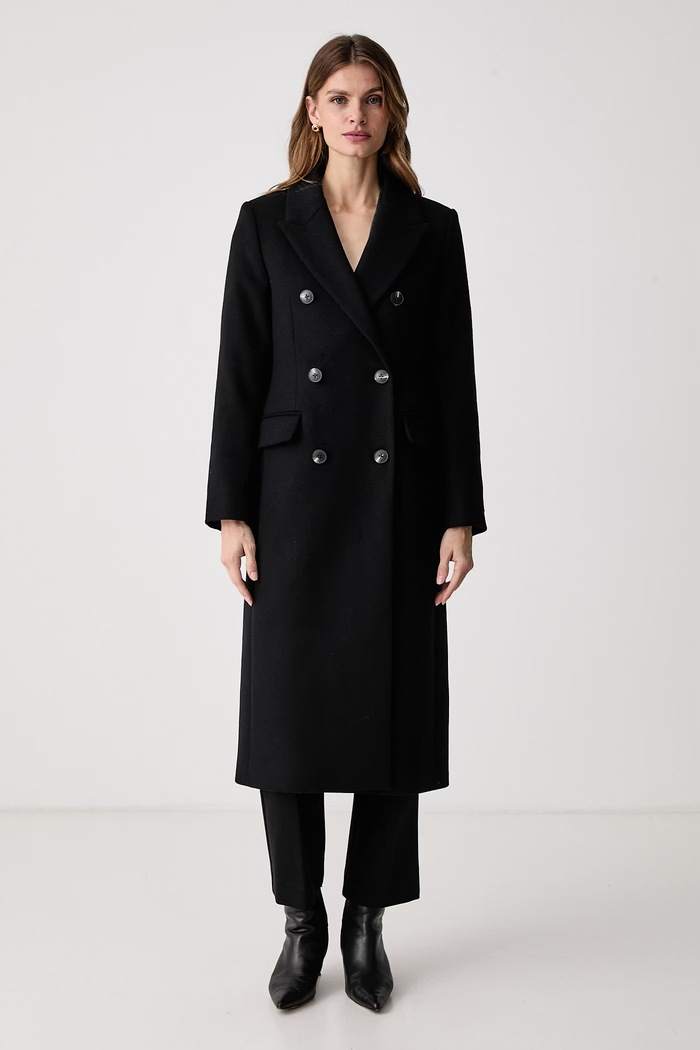 Tommy Hilfiger Cappotto elegante da donna con lana nero WW0WW51525