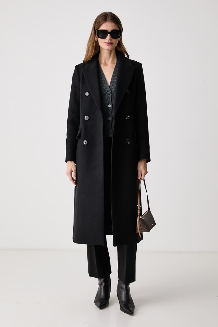 Tommy Hilfiger Cappotto elegante da donna con lana WW0WW51525 nero AW26