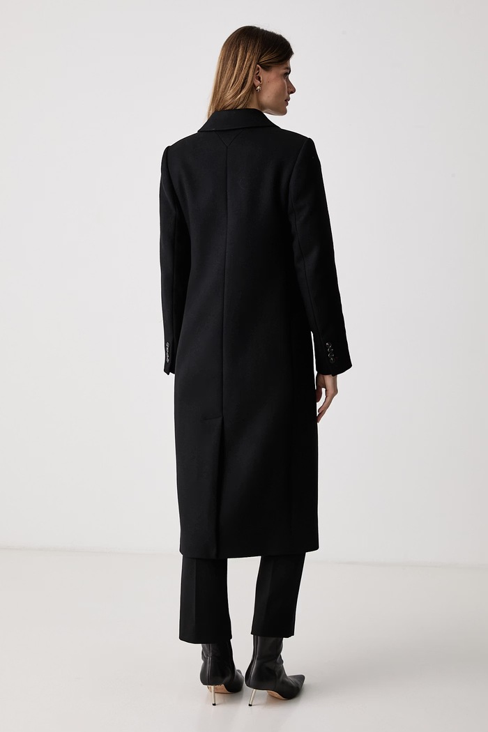 Abbigliamento Tommy Hilfiger Cappotto elegante da donna con lana WW0WW51525 nero