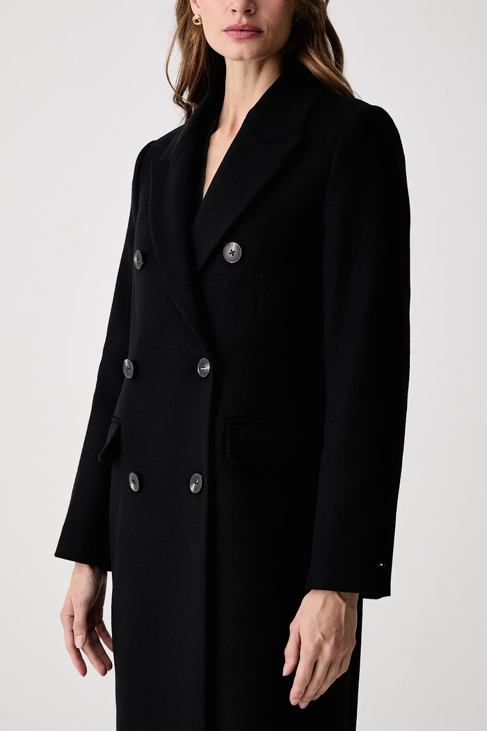 Cappotto elegante da donna con lana Tommy Hilfiger WW0WW51525 nero