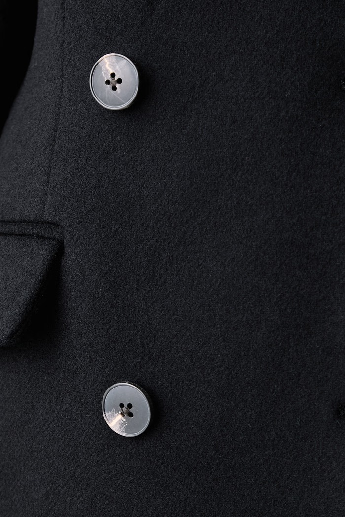 Cappotto elegante da donna con lana Tommy Hilfiger nero WW0WW51525