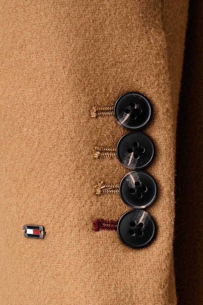 Elegancki płaszcz damski z wełną Tommy Hilfiger beżowy WW0WW51106