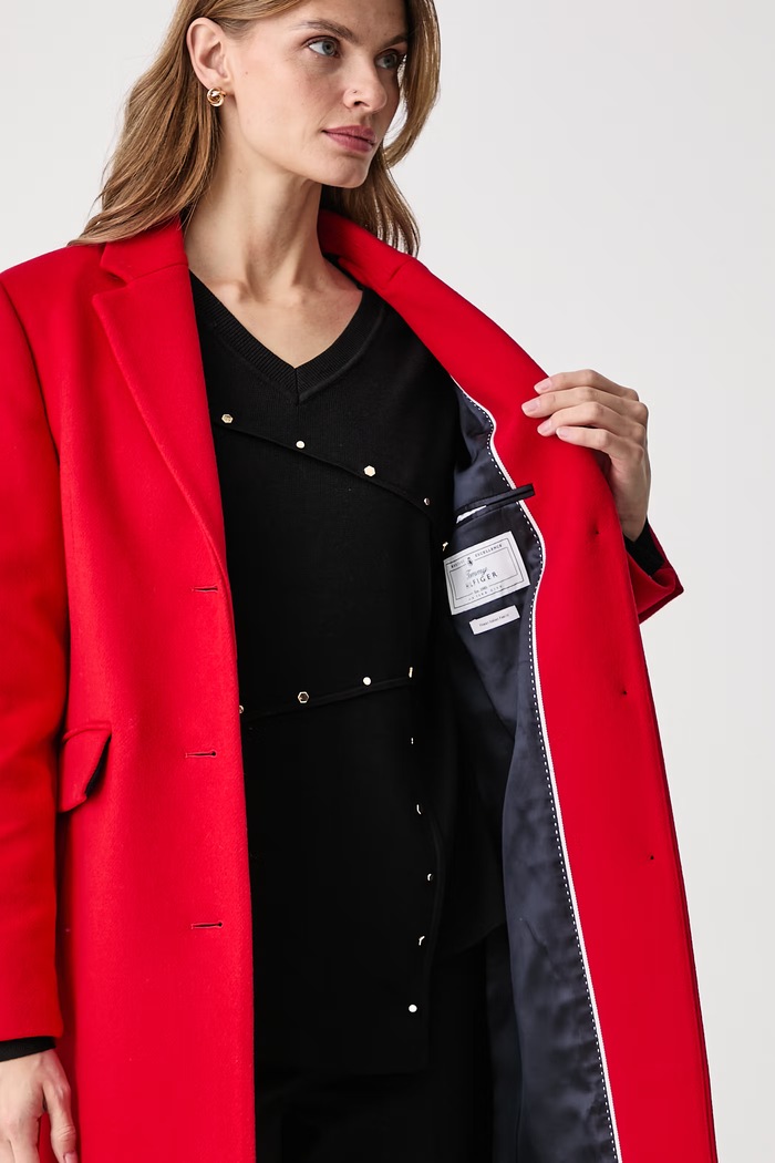 Tommy Hilfiger Eleganten plašč ženski z volno WW0WW51106