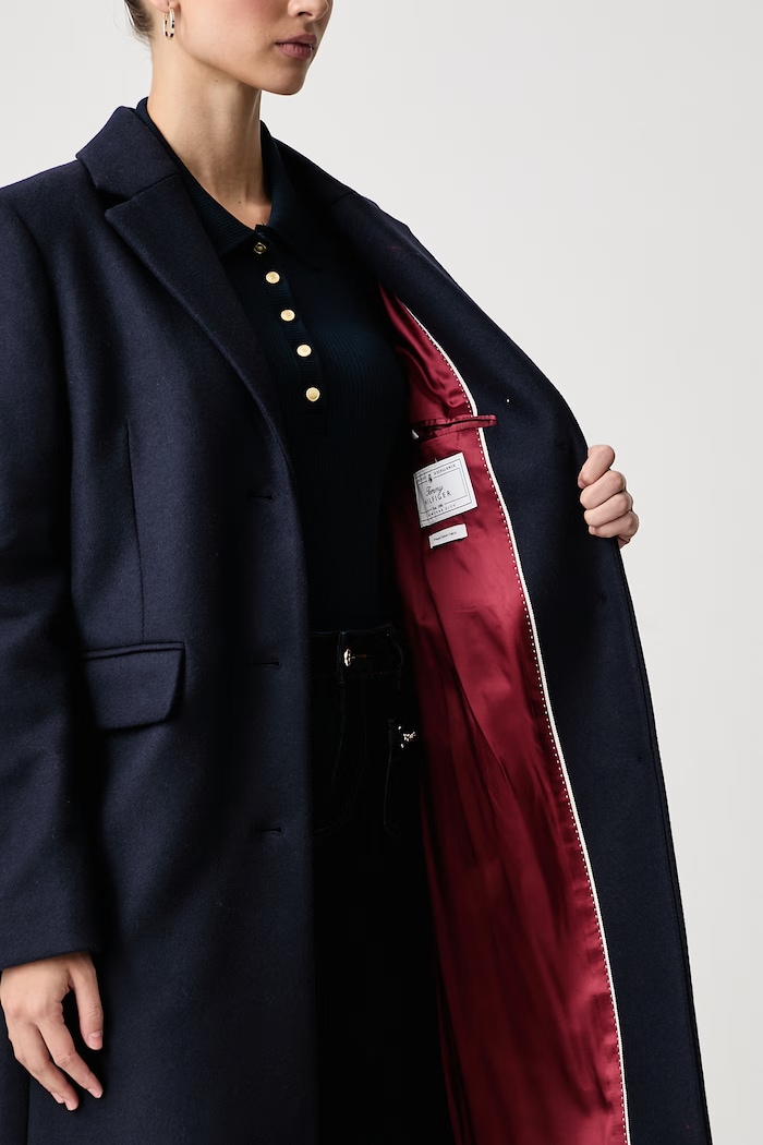 Tommy Hilfiger Elegancki płaszcz damski z wełną WW0WW51106