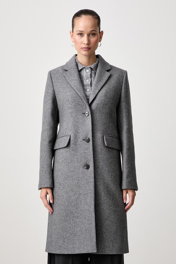 Tommy Hilfiger Plašč ženski z volno siva WW0WW53698