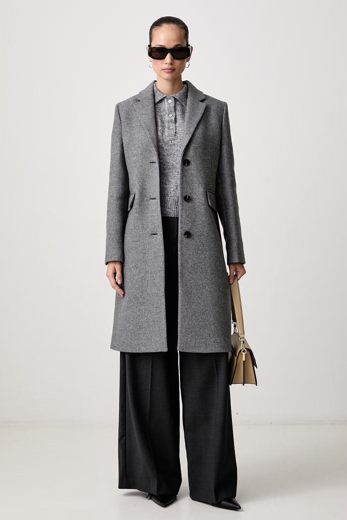 Tommy Hilfiger Plašč ženski z volno WW0WW53698 siva AW26