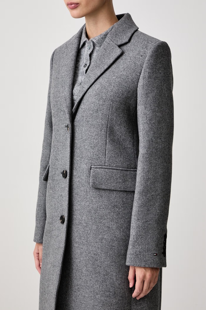 Plašč ženski z volno Tommy Hilfiger WW0WW53698 siva