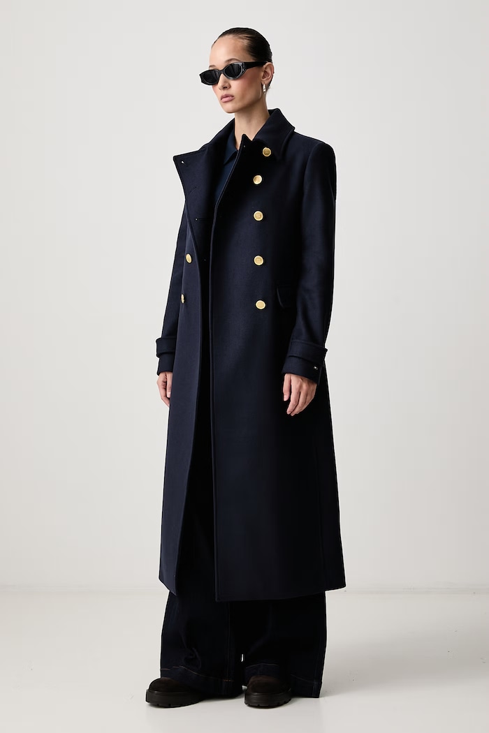 Tommy Hilfiger Kaput za žene s vunom WW0WW51554 mornarsko plava AW26