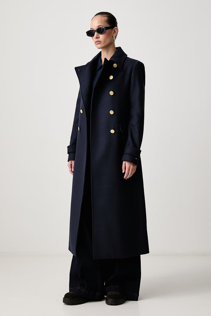 Tommy Hilfiger Kaput za žene s vunom WW0WW51554 mornarsko plava AW26