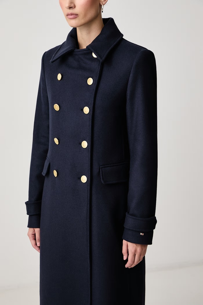 Kaput za žene s vunom Tommy Hilfiger WW0WW51554 mornarsko plava