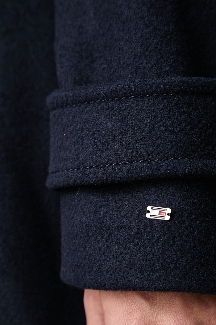 Kaput za žene s vunom Tommy Hilfiger mornarsko plava WW0WW51554