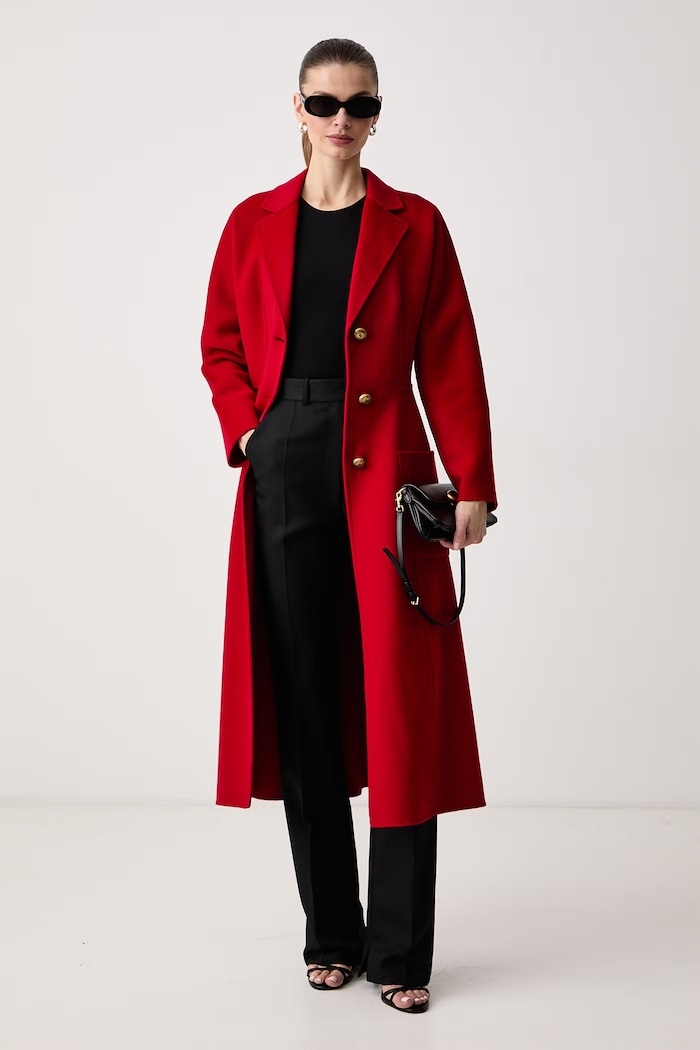 Elisabetta Franchi Płaszcz damski wełniany CP03D67E2 czerwony AW26
