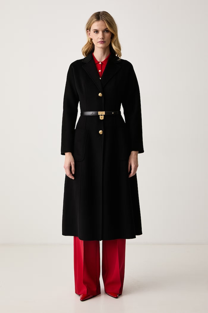 Elisabetta Franchi Płaszcz damski wełniany czarny CP03D67E2