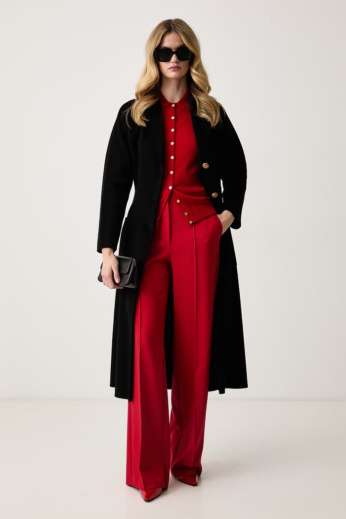 Elisabetta Franchi Płaszcz damski wełniany CP03D67E2 czarny AW26