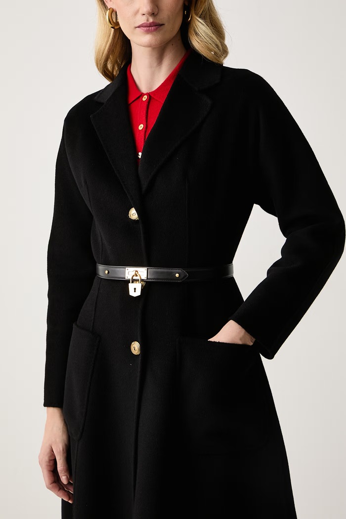 Płaszcz damski wełniany Elisabetta Franchi CP03D67E2 czarny