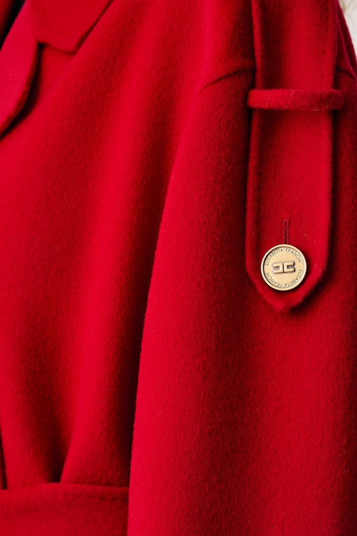 Elegancki płaszcz damski wełniany Elisabetta Franchi czerwony CP02D68E2