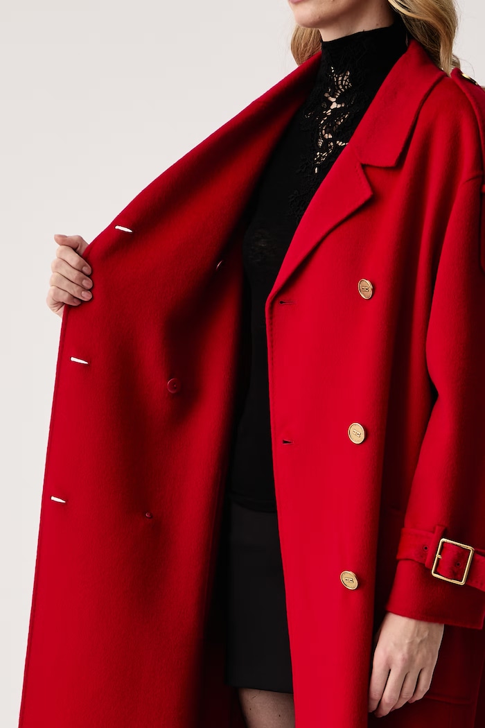 Elisabetta Franchi Elegancki płaszcz damski wełniany CP02D68E2