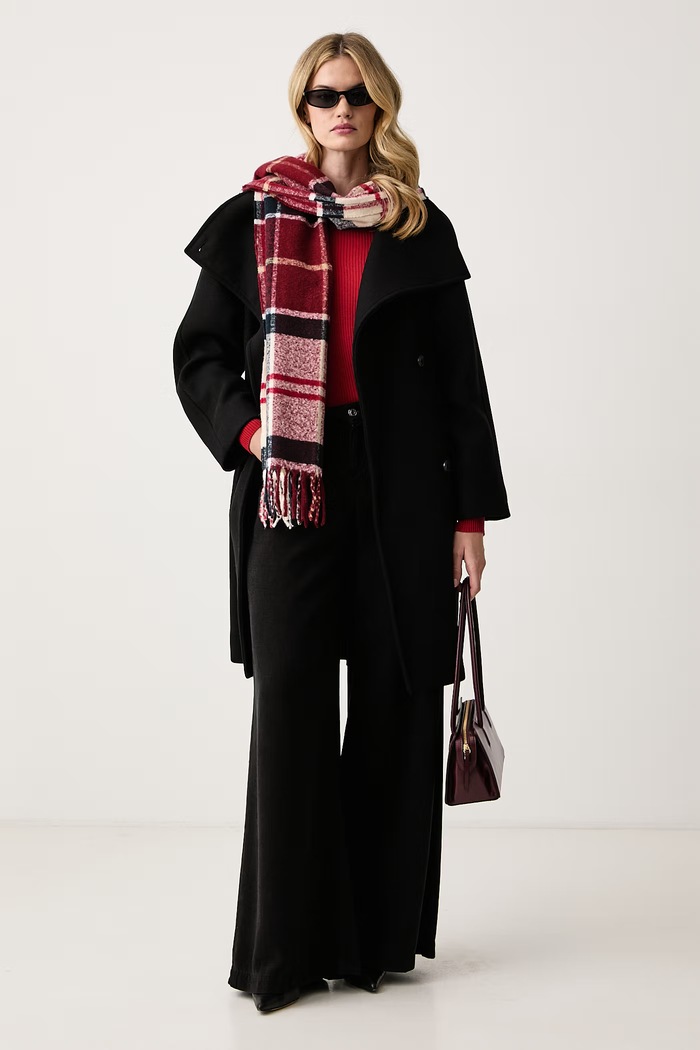 Calvin Klein Plašč ženski z volno LV044H541G črna AW26