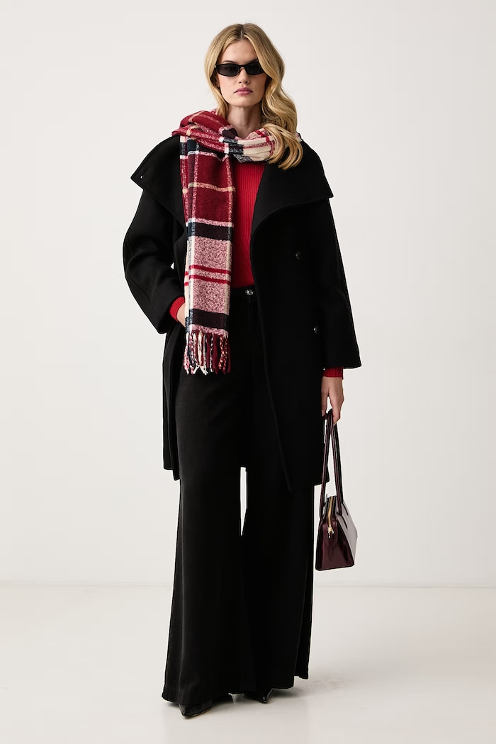 Calvin Klein Plašč ženski z volno LV044H541G črna AW26