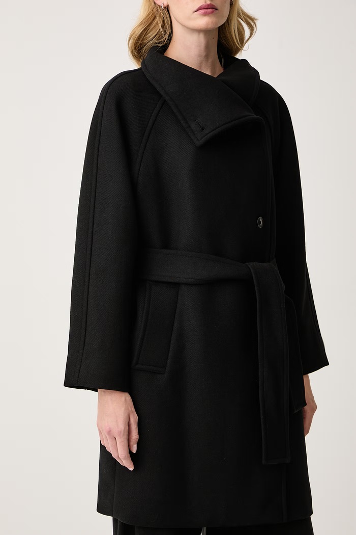 Plašč ženski z volno Calvin Klein LV044H541G črna