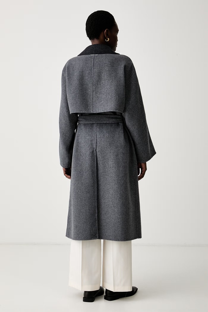 Oblečení Calvin Klein kabát dámský s vlnou LV044H538G šedá