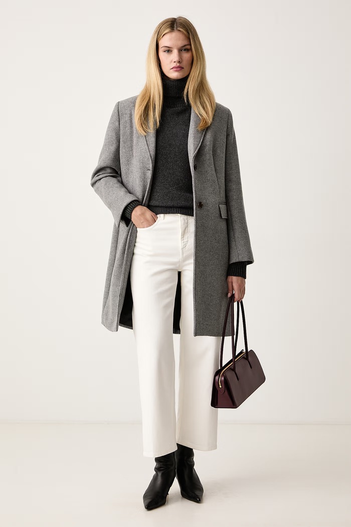 Calvin Klein Палто дамско с вълна LV044H536G сив AW26