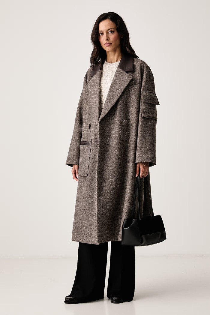 Armani Exchange Kaput za žene s vunom XW002451.AF26075 smeđa AW26