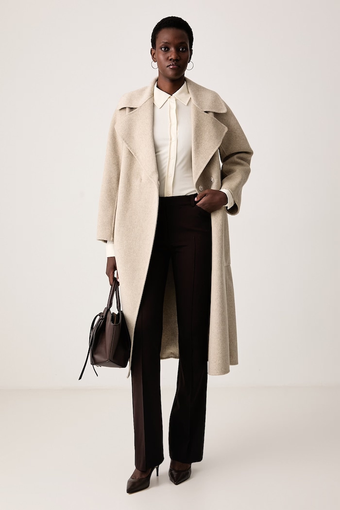 Sisley Płaszcz damski z wełną 24ZVLN07A beżowy AW26