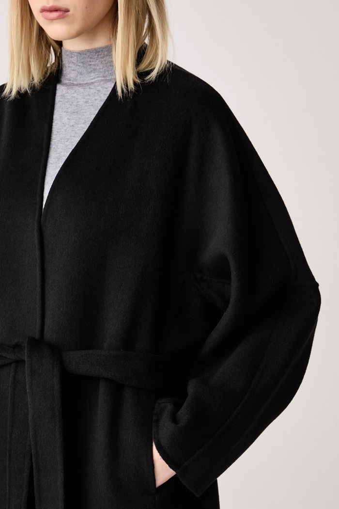 Cappotto da donna con lana Sisley 2X9FLN07D nero