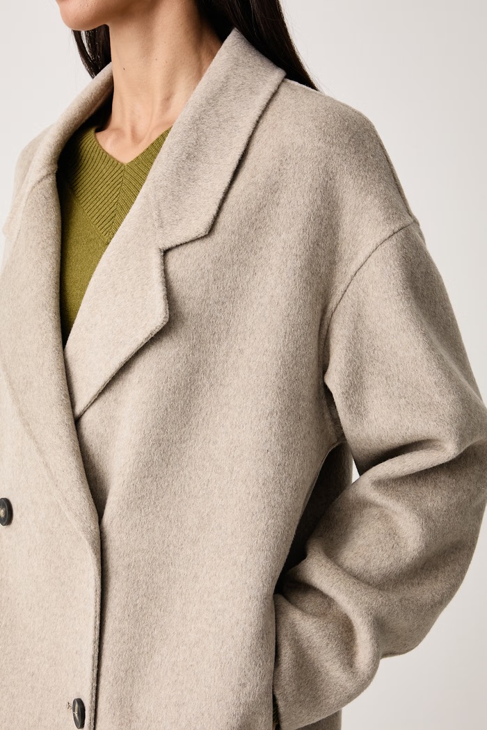 Παλτό γυναικείο με μαλλί United Colors of Benetton 28F7DN0AN μπεζ