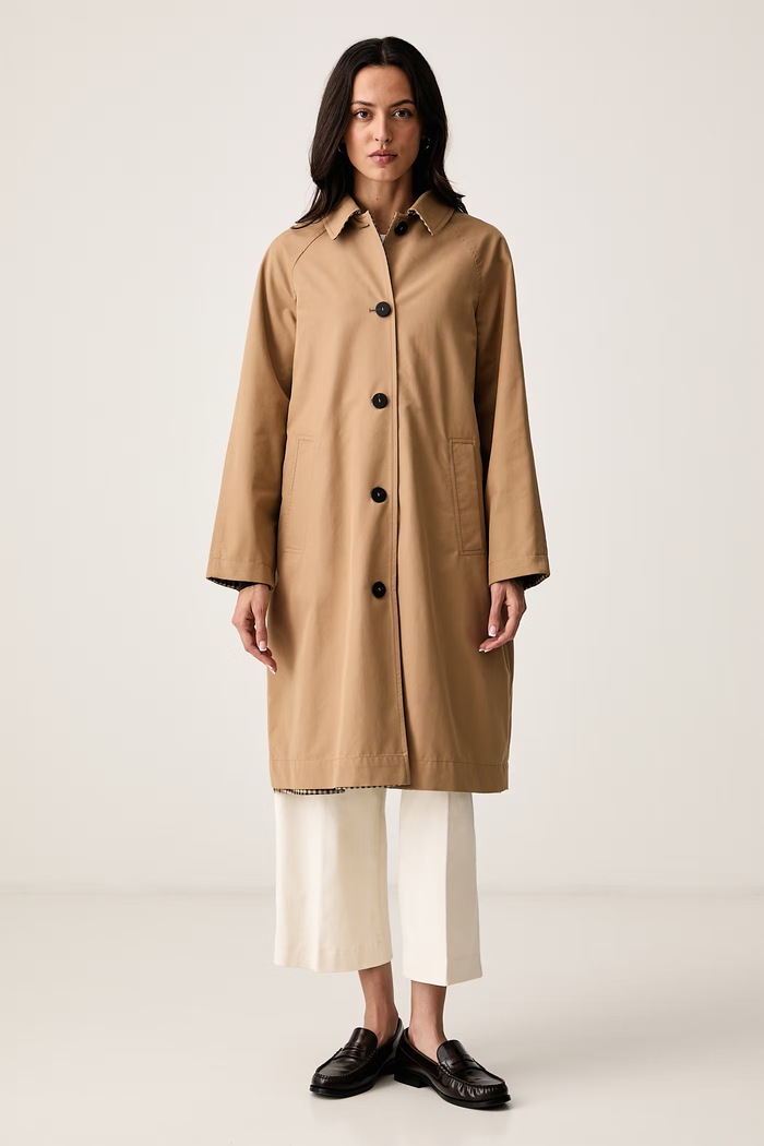 United Colors of Benetton Палто с две лица дамско с памук кафяв 24D6DN0AK