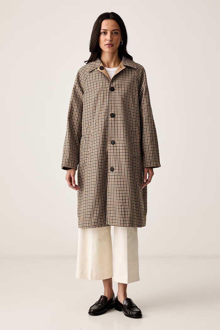 United Colors of Benetton Палто с две лица дамско с памук 24D6DN0AK кафяв AW26