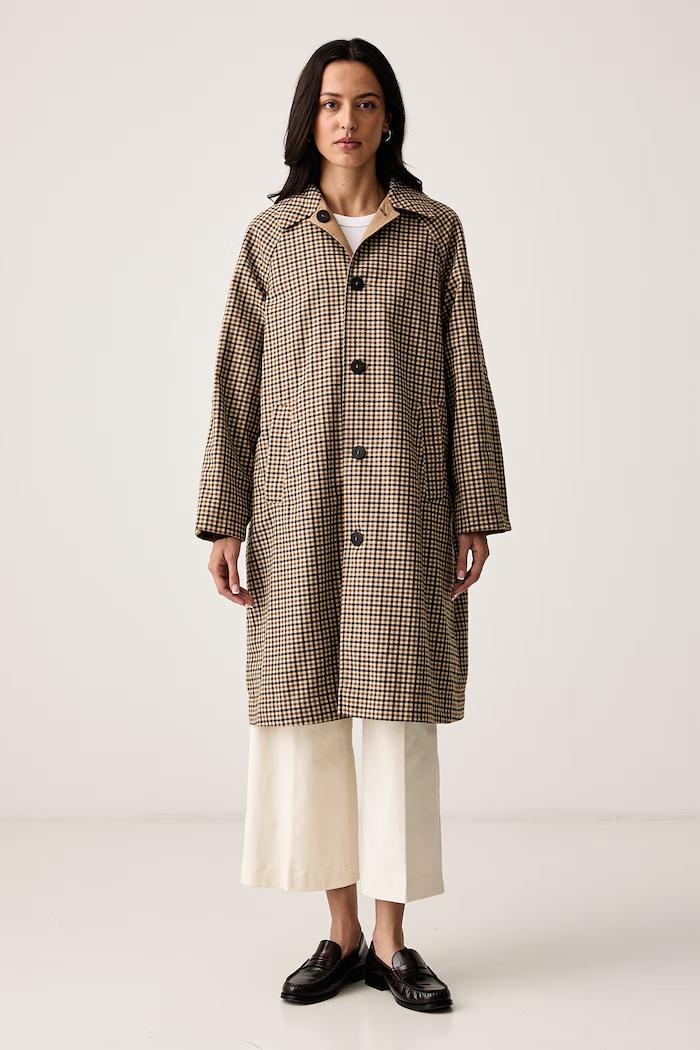 United Colors of Benetton Палто с две лица дамско с памук 24D6DN0AK кафяв AW26