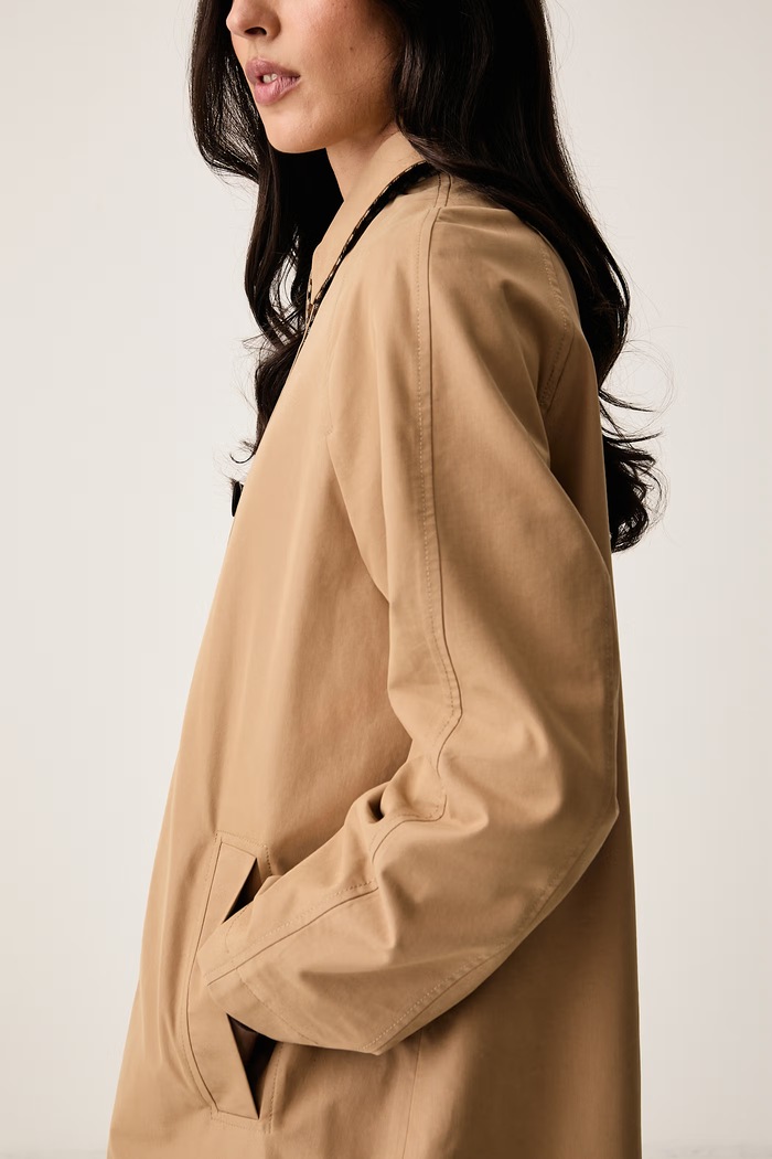 Палто с две лица дамско с памук United Colors of Benetton кафяв 24D6DN0AK