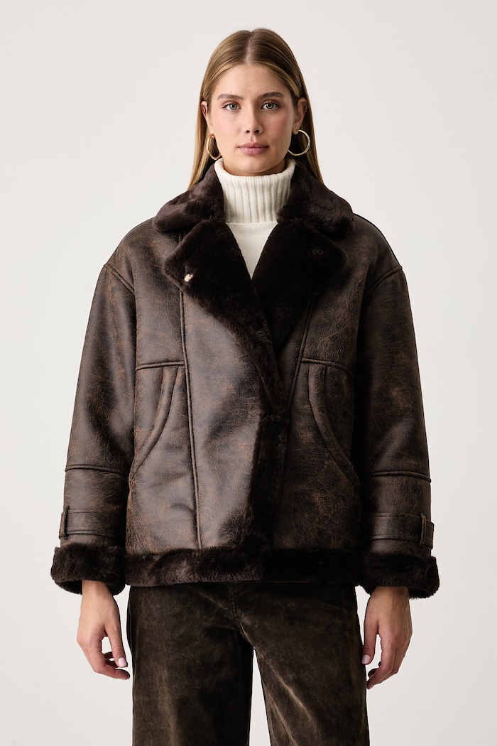 Liu Jo Демісезонна куртка жіноча з імітації шкіри коричневий WF6328.E1152