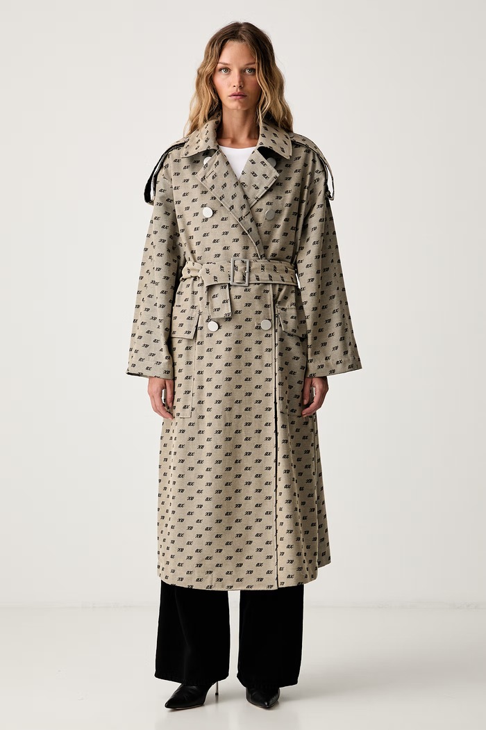 Armani Exchange trencz damski z bawełną beżowy XW002437.AF26063