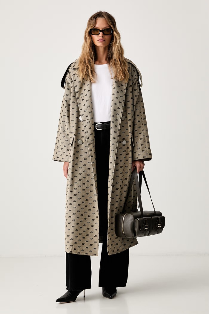 Armani Exchange trencz damski z bawełną XW002437.AF26063 beżowy AW26