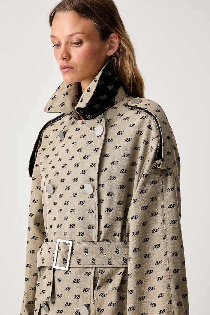 Armani Exchange trencz damski z bawełną beżowy XW002437.AF26063