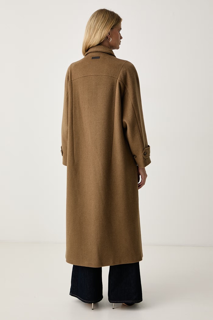 Odzież Trussardi Płaszcz dwustronny damski z wełną 0007A000450N brązowy