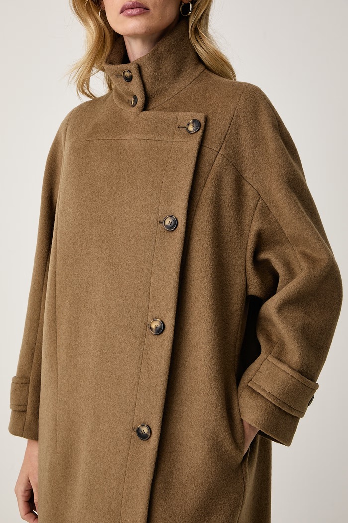 Płaszcz dwustronny damski z wełną Trussardi 0007A000450N brązowy