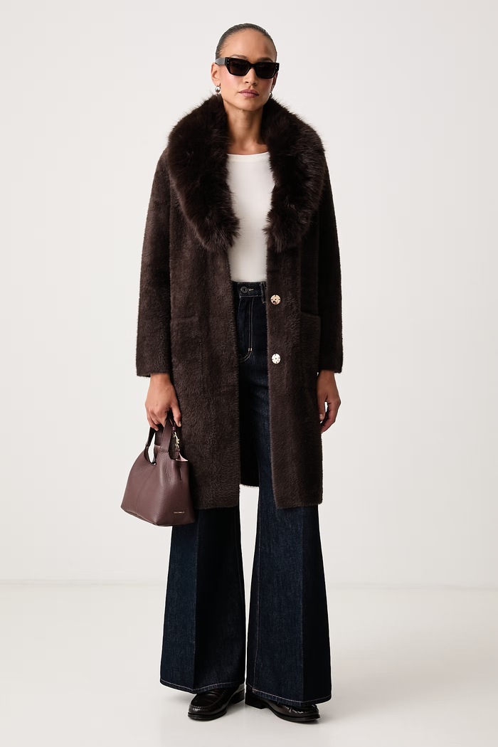 Joseph Ribkoff Płaszcz damski 263973 brązowy AW26