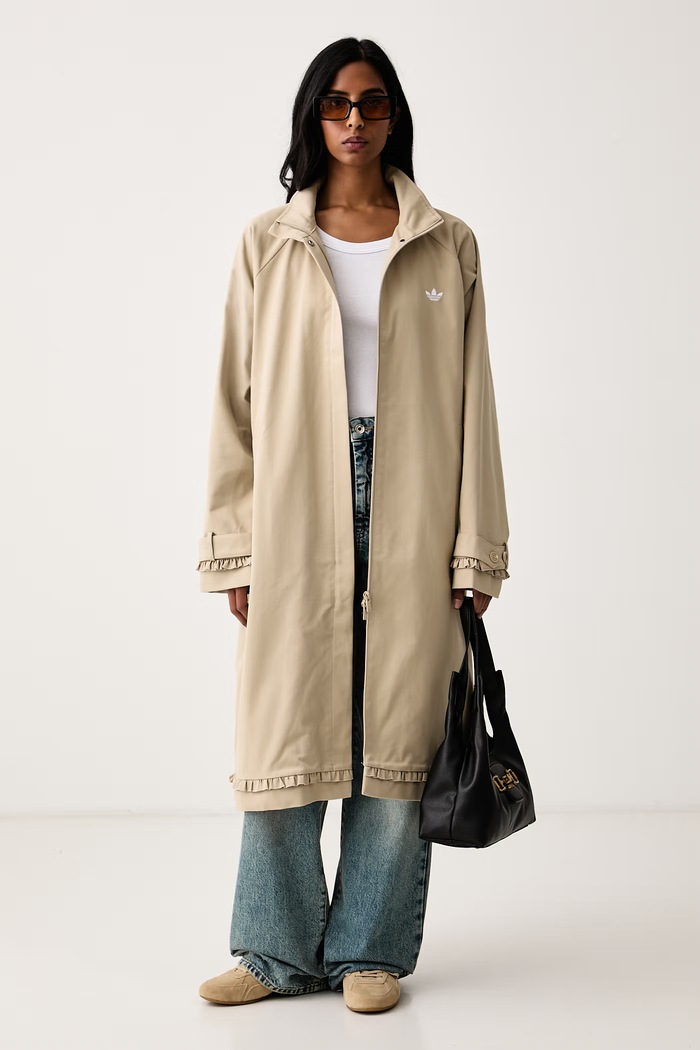 adidas Originals Płaszcz damski z bawełną LG4288 beżowy AW26