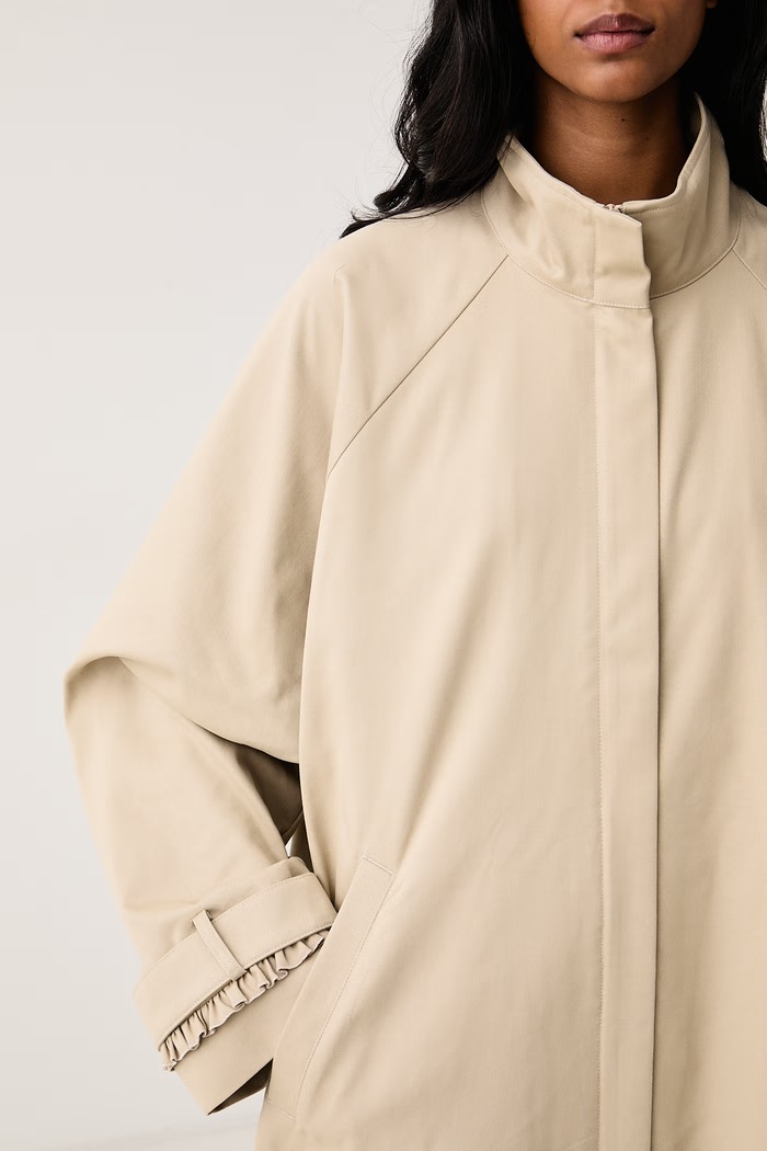 Płaszcz damski z bawełną adidas Originals LG4288 beżowy