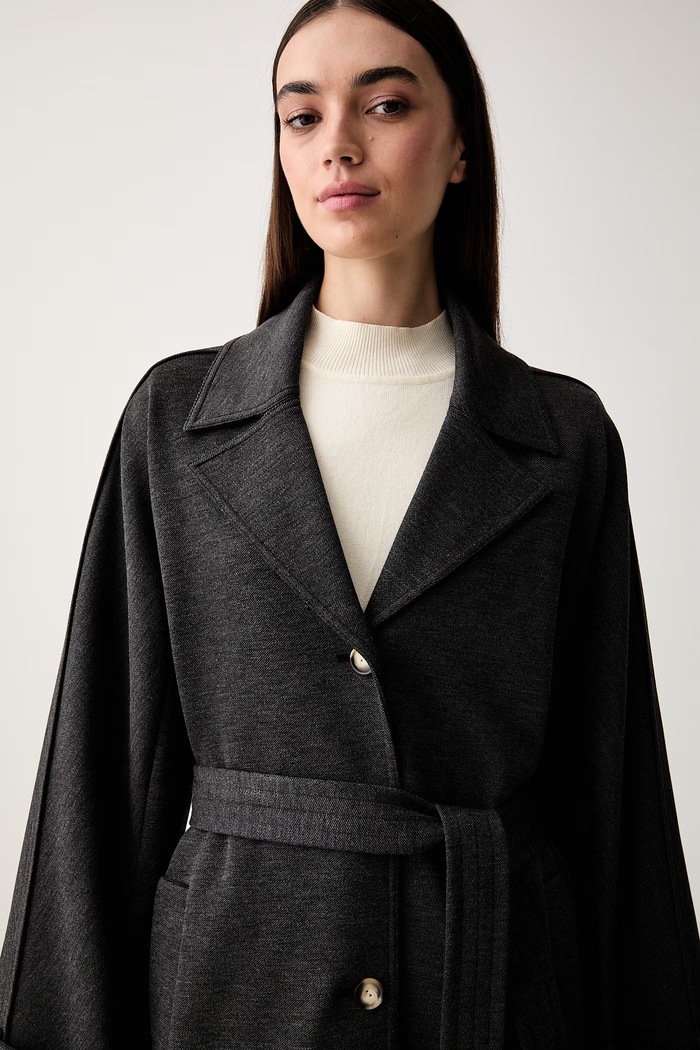 MM by Max Mara płaszcz damski z wiskozą MMLESPOSTO czarny 2626906037600
