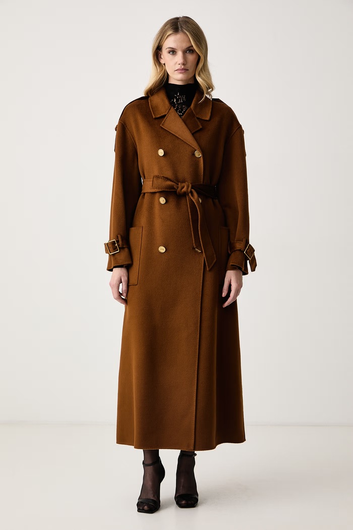 Elisabetta Franchi Płaszcz damski wełniany brązowy CP02D66E2